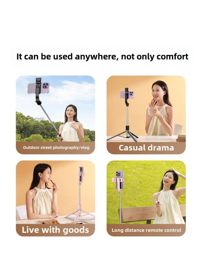 Mobile Phone Selfie Stick Extended Anti-shake Retractable Bluetooth Selfie With Beauty Light Remote Control Tripod Portable-Color:H1-Normal-Pink-Pull Up 1 M  - Image 4
