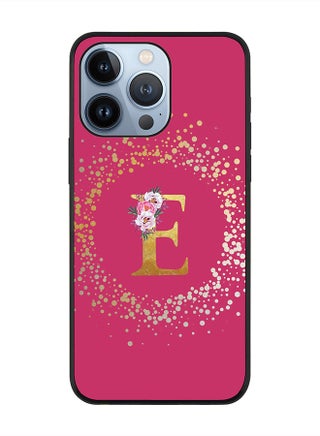 Rugged Black edge case for Apple iPhone 13 Pro, Slim fit Rubber Edges  -  Custom Monogram Initial Letter Floral Pattern Alphabet - E  (Dark Pink Rose ) - pzsku/Z7AD710106D81F328A198Z/45/_/1704954889/2ec98a7f-fc20-4359-816f-110852a83ba4