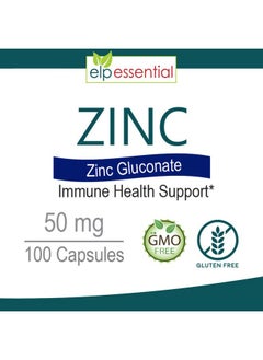 elp essential Zinc 50mg, Immune Support & Antioxidant Supplement 100 Capsules - Gluten Free and Non-GMO  - Image 2