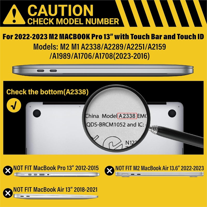 I Benzer Compatible with 2023 2022 M2 MacBook Pro 13 Inch Case 2021 2020 M1 A2238 A2289 A2251 A2159 A1989 A1706 A1708, Hard Shell Case & Keyboard Cover for Mac Pro 13 Touch Bar, White Marble, T13WHMB+1 - Image 2