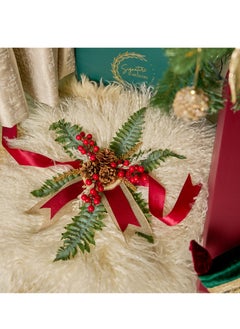 Generic Christmas Curtain Tie Back: Set of 2 – Handcrafted Christmas Decor with Wooden Base, Christmas Ribbon, Christmas Greenery, Red Christmas Berries, and Festive Christmas Accents for Elegant Curtain Styling  - Image 2