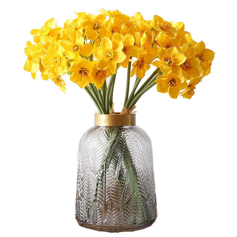 UUPP Artificial Daffodils Flowers Fake Spring Flower Silk Flower Arrangement for Home Wedding Table Decor 158 Inches Yellow