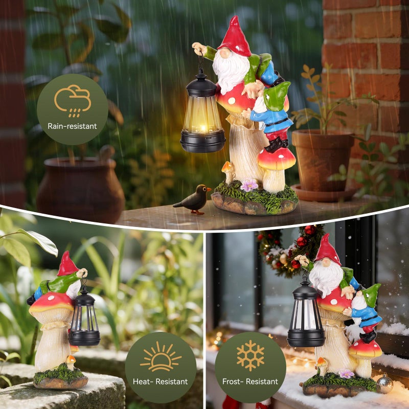 Paxato Garden Gnomes Outdoor Statues with Light, Spring Gnomes Decorations for Yard, Solar Garden Gnome Climbing on Mushroom, Lawn Ornaments for Patio, Balcony Housewarming- Unique Women Gifts - Image 5