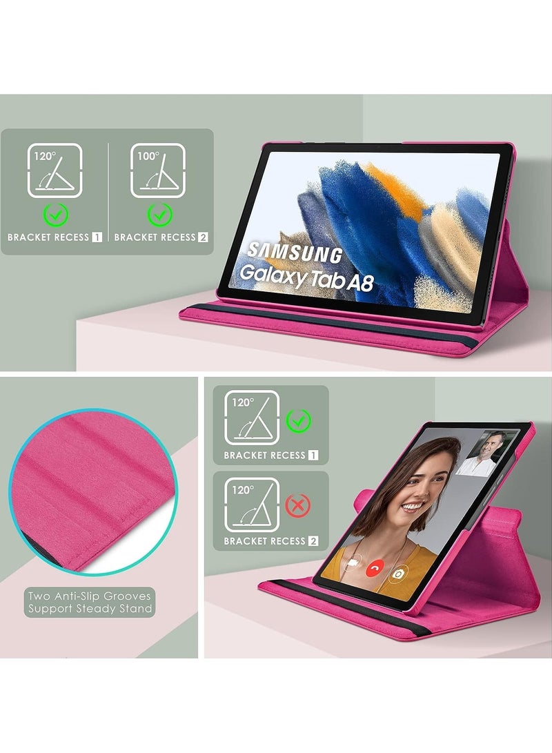 Case Compatible with Galaxy Tab A8 10.5" Case (SM-X200/X205/X207), Galaxy Tab A8 Case 10.5 inch,Auto Sleep/Wake 360° Rotating Stand Folio Leather Case for Tab A8 2022 (Rose Red) - Image 3