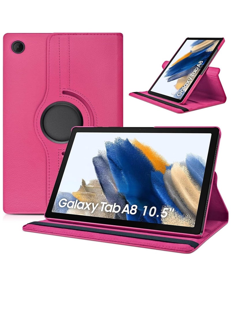 Case Compatible with Galaxy Tab A8 10.5" Case (SM-X200/X205/X207), Galaxy Tab A8 Case 10.5 inch,Auto Sleep/Wake 360° Rotating Stand Folio Leather Case for Tab A8 2022 (Rose Red) - Image 1