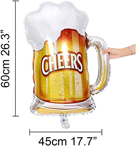 TOYXE Birthday Party Balloons, Beer Mug Whiskey Bottle Crown Giant Mylar Foil Balloons for Party Celebration Decoration Supplies set of 3 Golden - Image 3