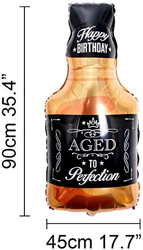 TOYXE Birthday Party Balloons, Beer Mug Whiskey Bottle Crown Giant Mylar Foil Balloons for Party Celebration Decoration Supplies set of 3 Golden - Image 2