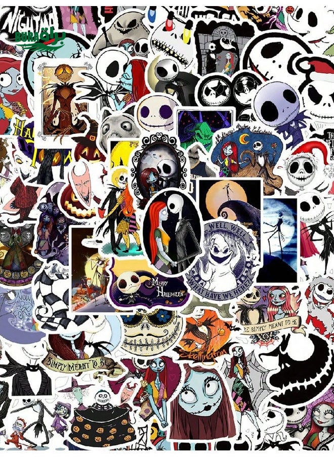BURAQ 100Pcs/Set Disney Corpse Bride Nightmare Before Christmas Cartoon Stickers Waterproof DIY Decorative Stickers For Water Cups Refrigerators Books Luggage Lists Helmets Skateboards Cameras Guitars Laptops For Xmas Easter New Year(Some Parts May Be Random)  - Image 1