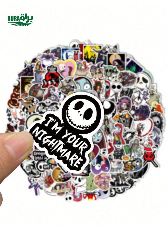 BURAQ 100Pcs/Set Disney Corpse Bride Nightmare Before Christmas Cartoon Stickers Waterproof DIY Decorative Stickers For Water Cups Refrigerators Books Luggage Lists Helmets Skateboards Cameras Guitars Laptops For Xmas Easter New Year(Some Parts May Be Random)  - Image 2