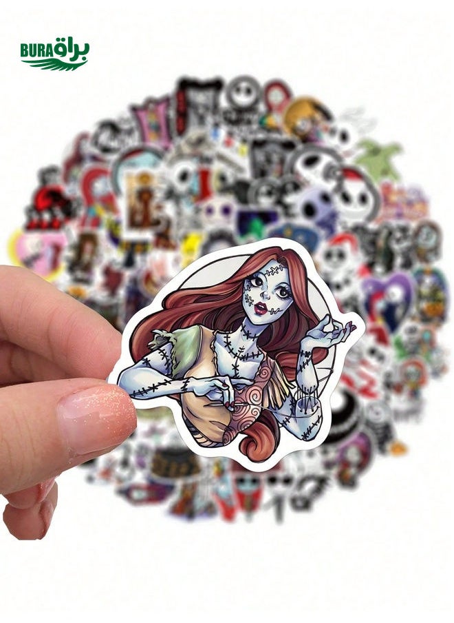 BURAQ 100Pcs/Set Disney Corpse Bride Nightmare Before Christmas Cartoon Stickers Waterproof DIY Decorative Stickers For Water Cups Refrigerators Books Luggage Lists Helmets Skateboards Cameras Guitars Laptops For Xmas Easter New Year(Some Parts May Be Random)  - Image 3