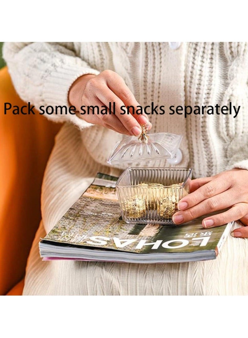 Flushrenic Snack Serving Tray with Lid 6 Clear Candy and Nut Serving Container set with Metal Rack, Plastic Appetizer Platter Relish Storage Organizer Plate Food Display Bowls for Vegetables Candy Fruit Dips - Image 5