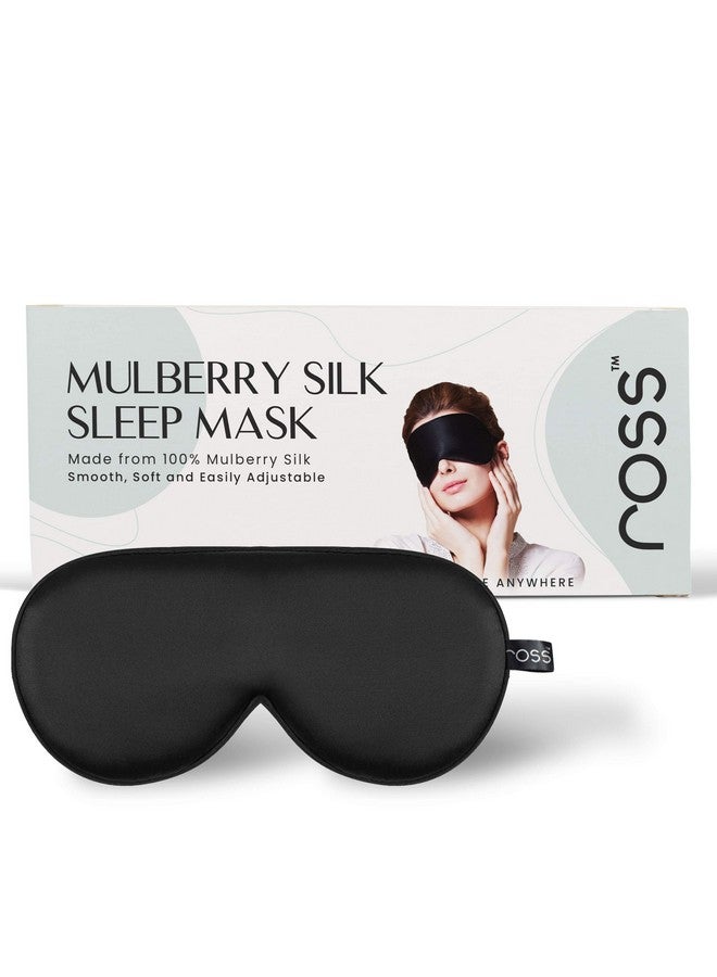 ROSS 100% Mulberry Silk Sleep Mask Eye Mask Super Smooth For Blind Fold (Black) - Image 1