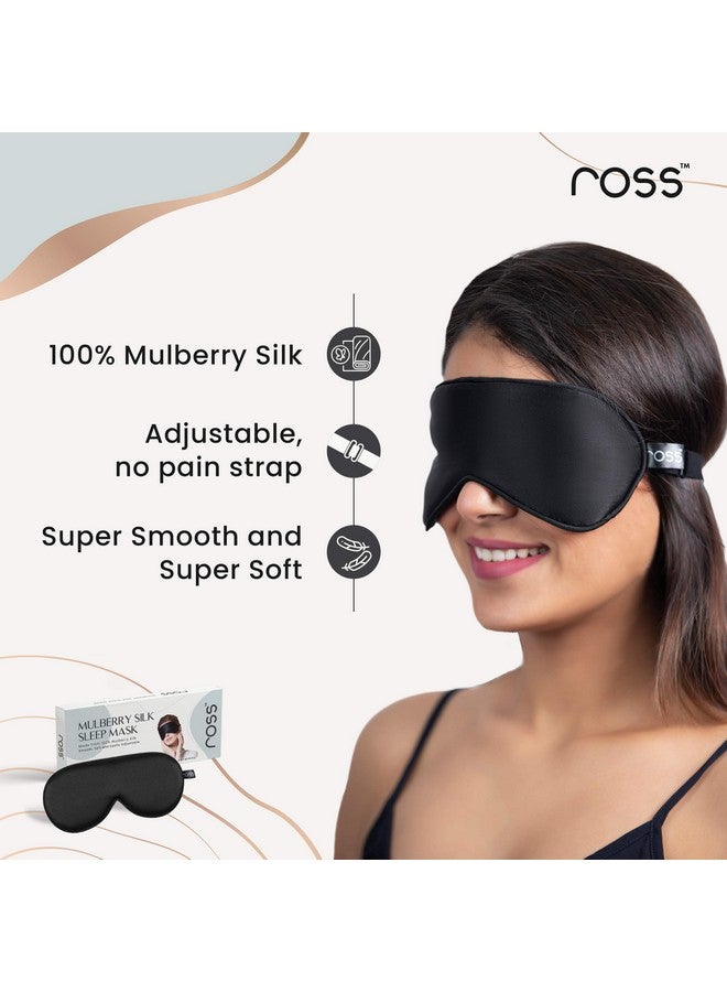 ROSS 100% Mulberry Silk Sleep Mask Eye Mask Super Smooth For Blind Fold (Black) - Image 2