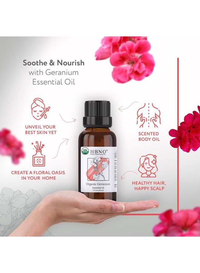 hbno Geranium Essential Oil 1 oz (30ml) - 100% Pure & Natural Geranium Oil, Steam Distilled - Perfect for Aromatherapy, DIY, Candle Making, Soap Making & Diffusers - Image 2