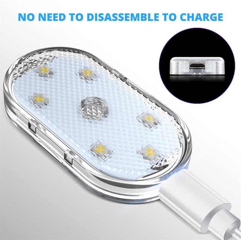 neotimely Wireless Led Lights for Car Interior, Car Led Lights Interior, USB Rechargeable Car Interior Lights, LED Interior Car Lights with 6 Bright LED Lamp Beads, Portable Night Reading Light (2 Pcs, White) - Image 3