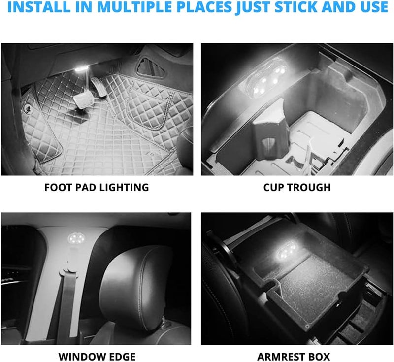 neotimely Wireless Led Lights for Car Interior, Car Led Lights Interior, USB Rechargeable Car Interior Lights, LED Interior Car Lights with 6 Bright LED Lamp Beads, Portable Night Reading Light (2 Pcs, White) - Image 4