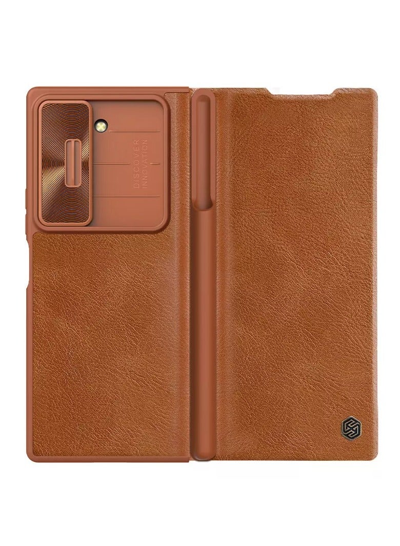 Nillkin Qin Pro Leather case for Samsung Galaxy Z Fold 6 5G - Brown - Image 1