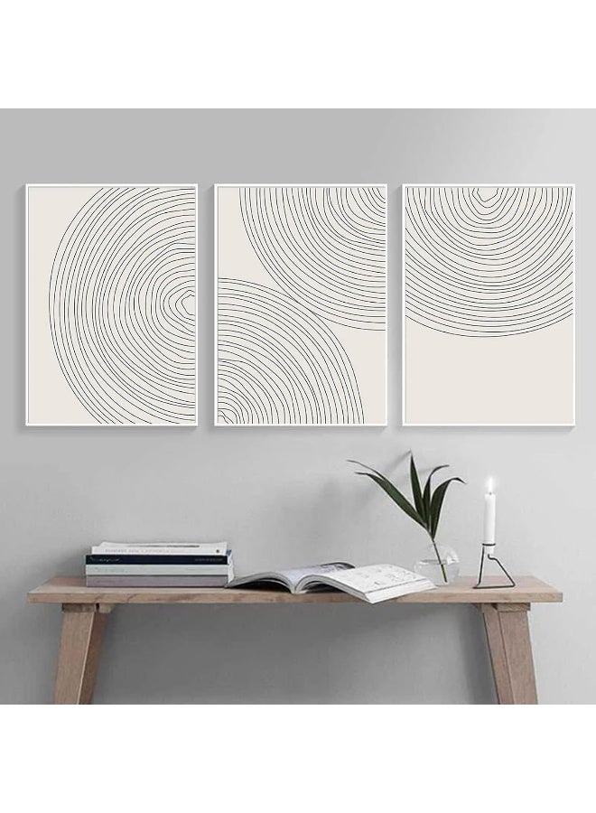 Home Trove Minimalist Circle Geometric Line Art Boho Wall Art Set of 3 Neutral Abstract Canvas Painting Pictures Boho Prints Wall Art Unframed Artwork Posters for Bedroom Living Room Wall Decor 12X16 Inch  - Image 3