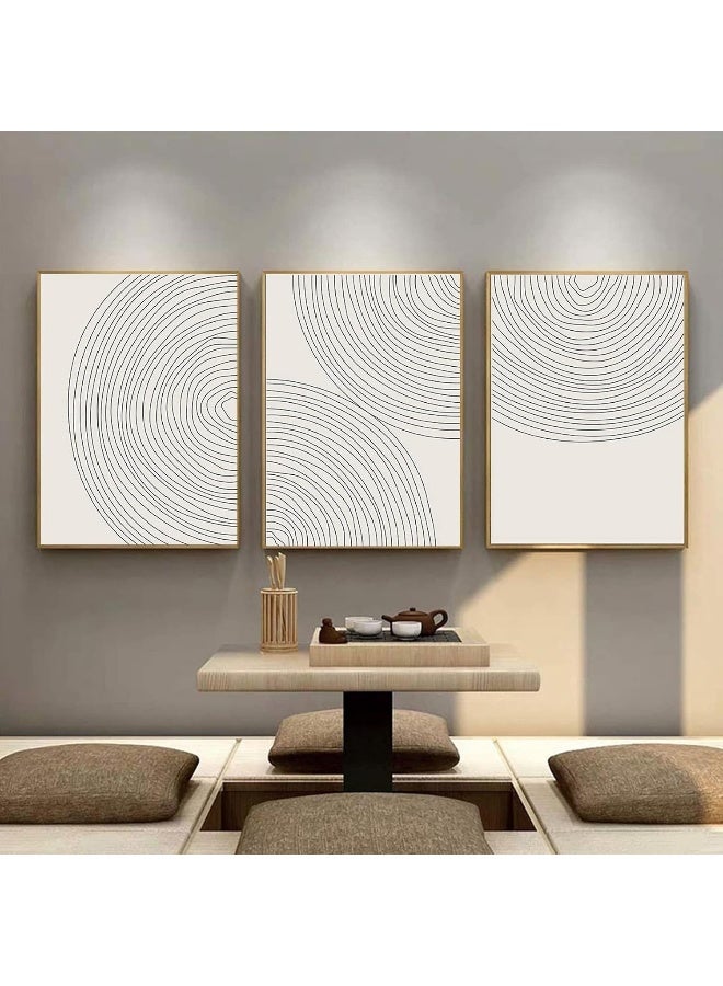 Home Trove Minimalist Circle Geometric Line Art Boho Wall Art Set of 3 Neutral Abstract Canvas Painting Pictures Boho Prints Wall Art Unframed Artwork Posters for Bedroom Living Room Wall Decor 12X16 Inch  - Image 4