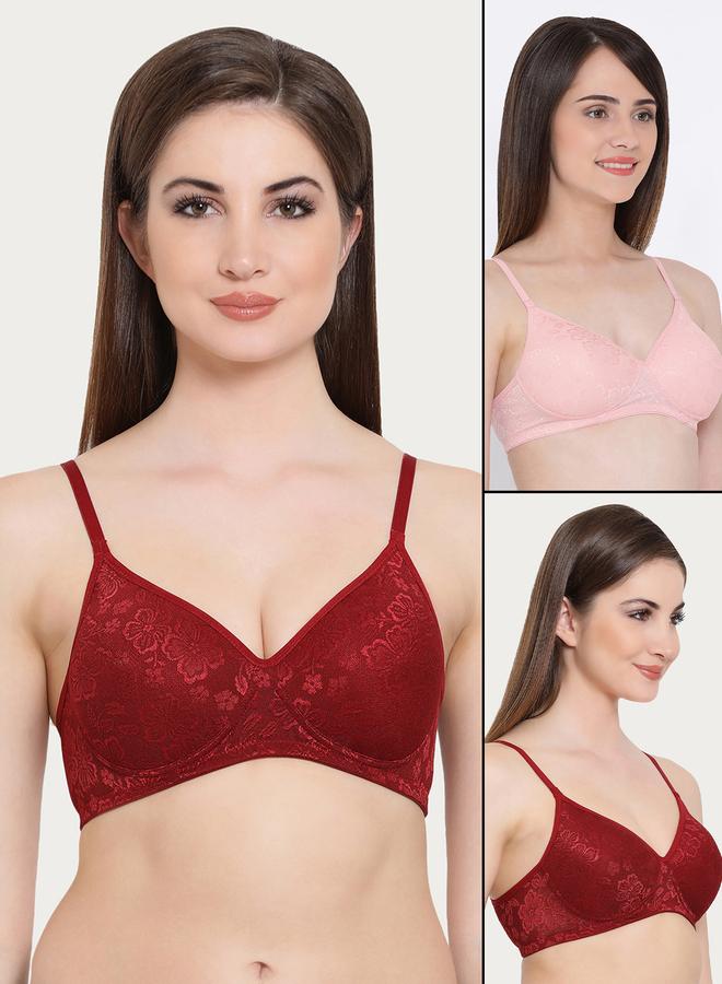 Clovia Pack of 2 - Lace Padded Non-Wired Full Coverage Bra - Image 1