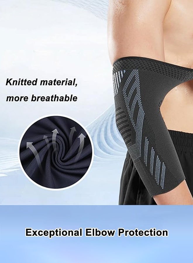 Polish'D 2 Pack Elbow Brace for Tendonitis, Tennis Elbow Compression Support Sleeve for Golfers Elbow Pain Relief, Arthritis, Bursitis, Workout, Weightlifting (Black-Grey, Medium) - Image 2