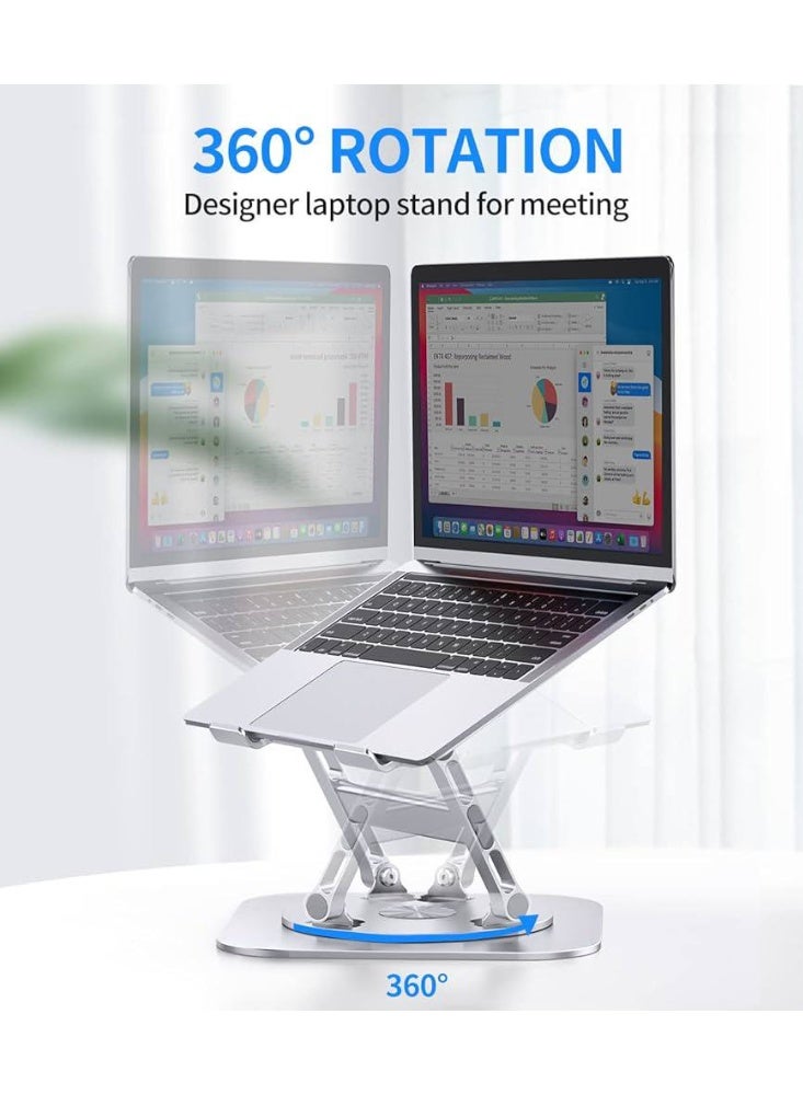 NAMA Laptop Tablet Stand Foldable Carbon Steel Portable - 360 Degree Rotatable Non Slip Base -Ergonomic Adjustable Angle And Height Laptop Stand Holder for Desk for 11 to 18 inch Laptop - Image 5