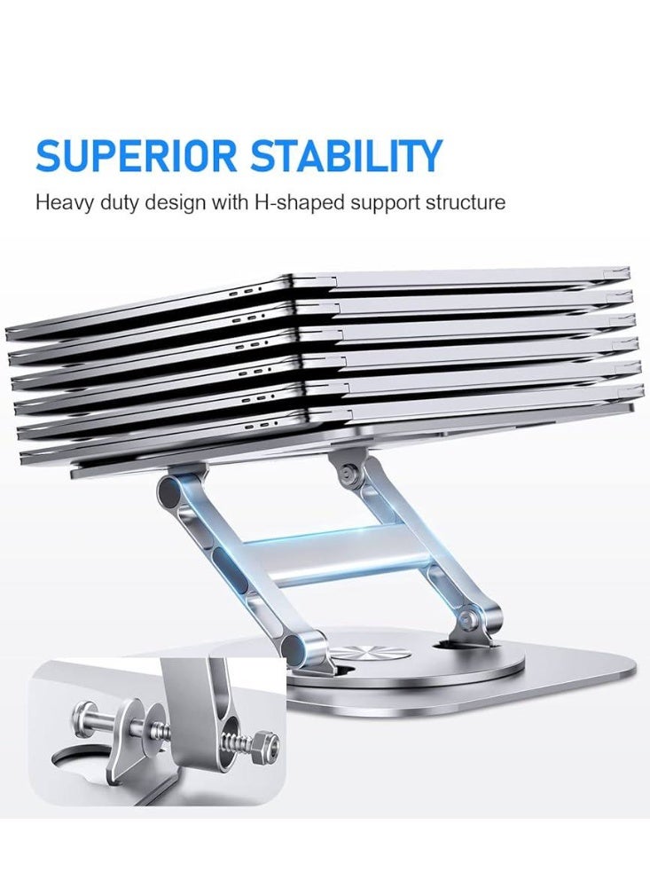 NAMA Laptop Tablet Stand Foldable Carbon Steel Portable - 360 Degree Rotatable Non Slip Base -Ergonomic Adjustable Angle And Height Laptop Stand Holder for Desk for 11 to 18 inch Laptop - Image 4