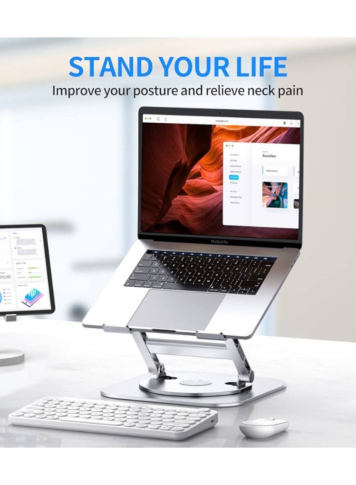 NAMA Laptop Tablet Stand Foldable Carbon Steel Portable - 360 Degree Rotatable Non Slip Base -Ergonomic Adjustable Angle And Height Laptop Stand Holder for Desk for 11 to 18 inch Laptop - Image 3