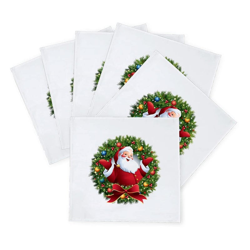 Khakee 6 Pcs Christmas Theme Silk Table Napkins 10x 10 for Xmas Decoration Christmas OrnamentsChristmas Giftxmas21681 - Image 2
