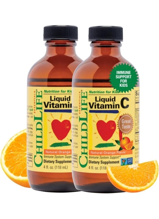 CHILDLIFE Child Life Liquid Vitamin C, Orange Flavor, Glass Bottle, 4-Ounce 2-Pack  - Image 1