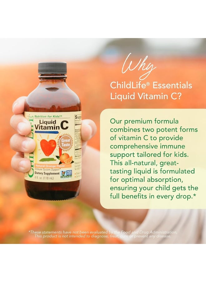 CHILDLIFE Child Life Liquid Vitamin C, Orange Flavor, Glass Bottle, 4-Ounce 2-Pack  - Image 3