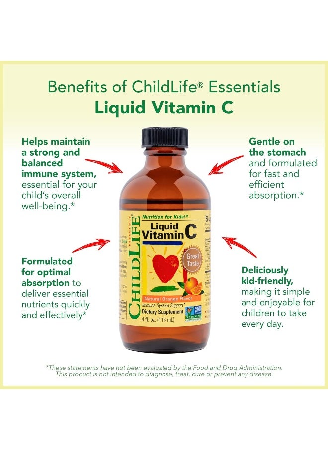 CHILDLIFE Child Life Liquid Vitamin C, Orange Flavor, Glass Bottle, 4-Ounce 2-Pack  - Image 5