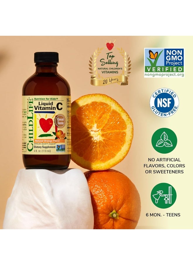 CHILDLIFE Child Life Liquid Vitamin C, Orange Flavor, Glass Bottle, 4-Ounce 2-Pack  - Image 4