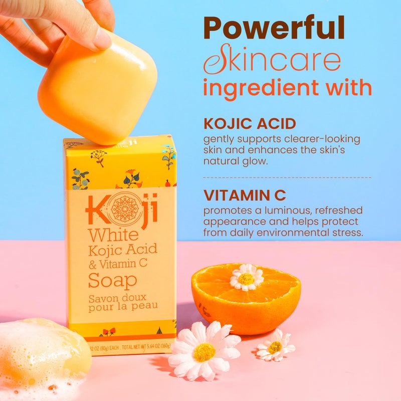 Koji White Kojic Acid & Vitamin C Brightening Soap, Hydrating Face & Body For Radiant Glow Skin, Nourishing, Moisturizing, Cleansing Bar, Vegan, Paraben-Free, 2.82 oz (2 Bars) - Image 5