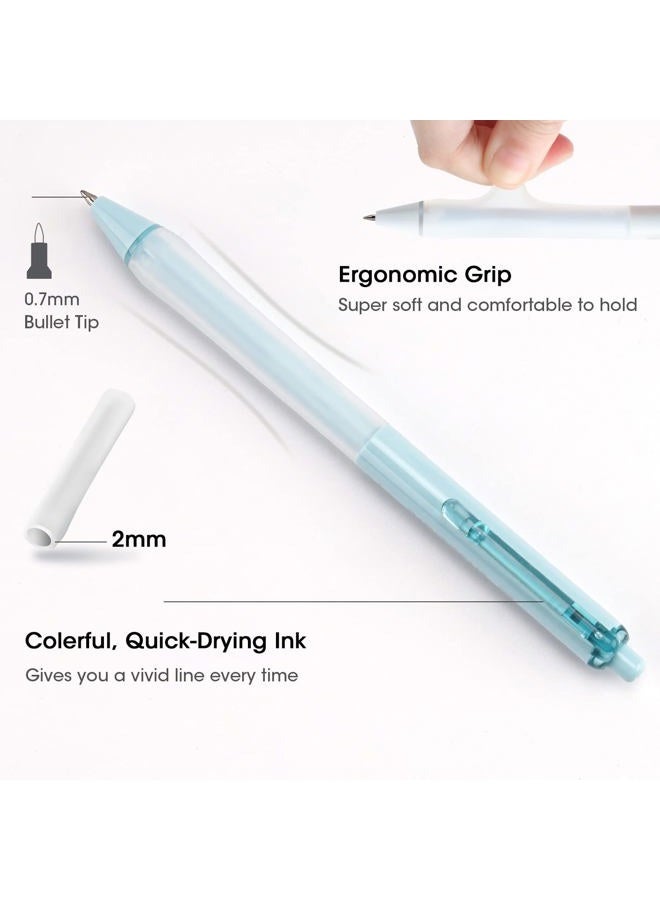 WRITECH Gel Ink Retractable Pens: Black Ink 0.7mm medium Fine Point Pen Set, Extra Smooth Tip No Bleed Smear Smudge Refillable Clickable Pens Bulk for Writing Journaling Multicolor 8ct - Image 2