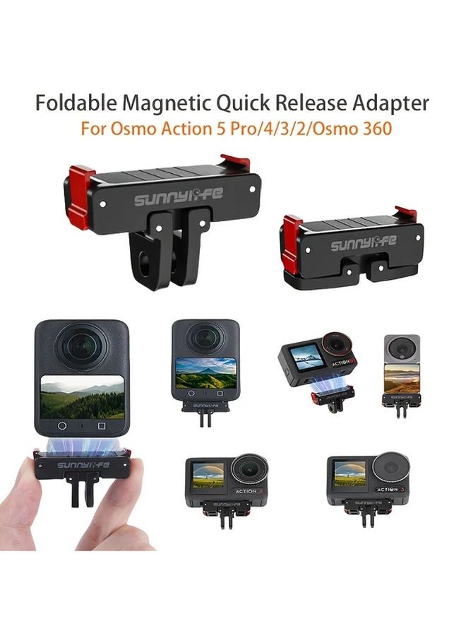 DJI Osmo Action Magnetic Quick Release Plate Foldable Aluminum Adapter 360 Rotation - Image 2