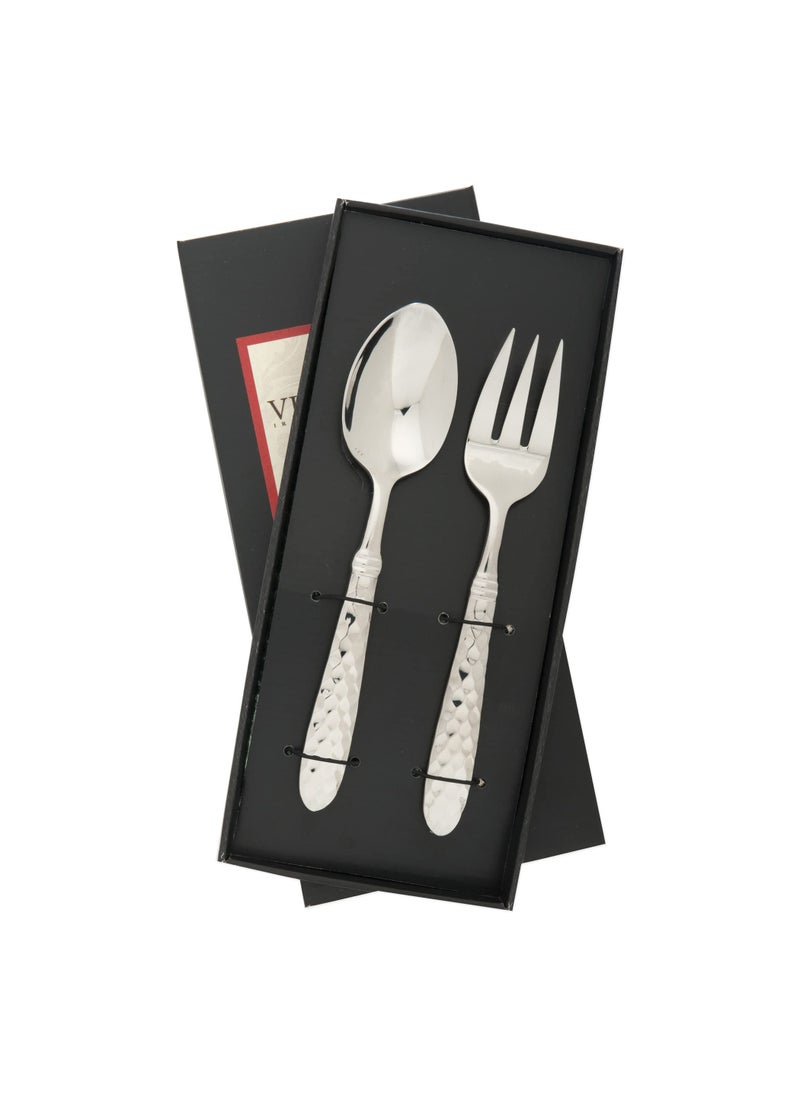 Vietri Vietri Martellato Serving Set Modern 1810 Stainless Steel Modern Serveware Utensils for Serving  9 Inch Silver 