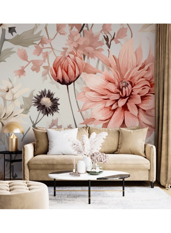 هوم جاليري خلفيات ورقية من القماش بنمط الزهور تغطي مساحة تصل إلى 4.2 متر × 3 متر مع لاصق وأداة تنعيم - Image 3