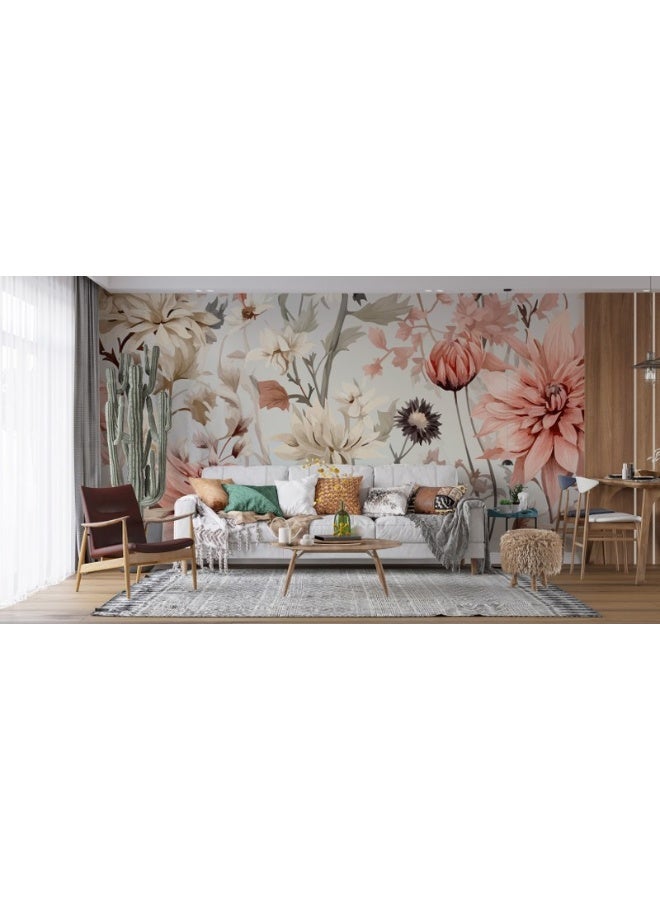 هوم جاليري خلفيات ورقية من القماش بنمط الزهور تغطي مساحة تصل إلى 4.2 متر × 3 متر مع لاصق وأداة تنعيم - Image 5