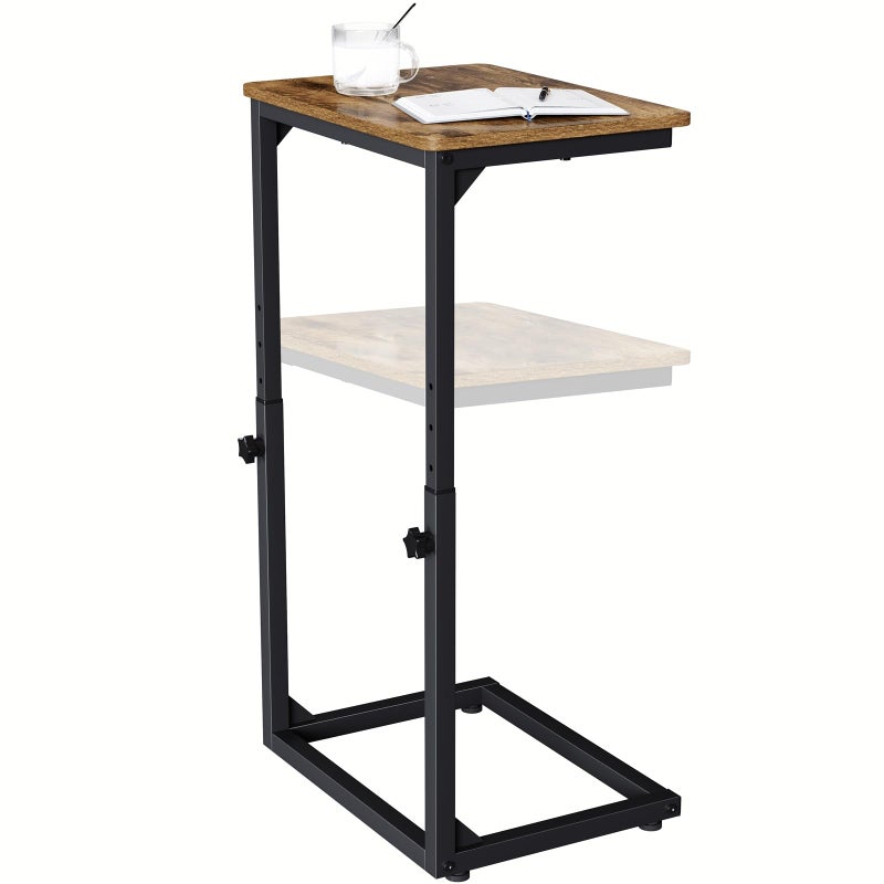NEFROM Adjustable C-Shaped End Table, Small Side Table for Couch, Sofa TV Tray Table for Living Room, Bedroom, Bedside ET-SA-BRW1 - Image 1