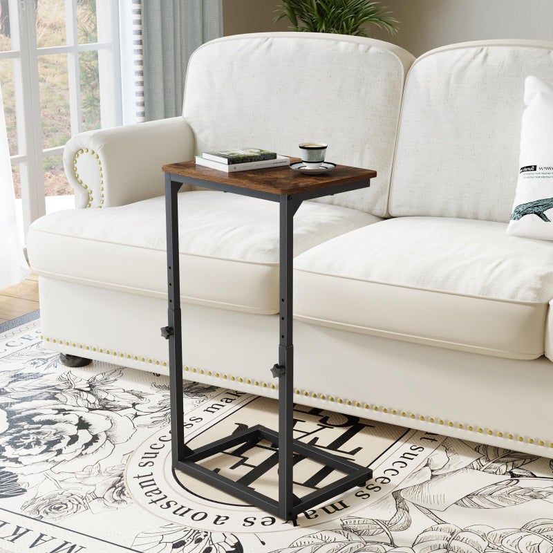 NEFROM Adjustable C-Shaped End Table, Small Side Table for Couch, Sofa TV Tray Table for Living Room, Bedroom, Bedside ET-SA-BRW1 - Image 4