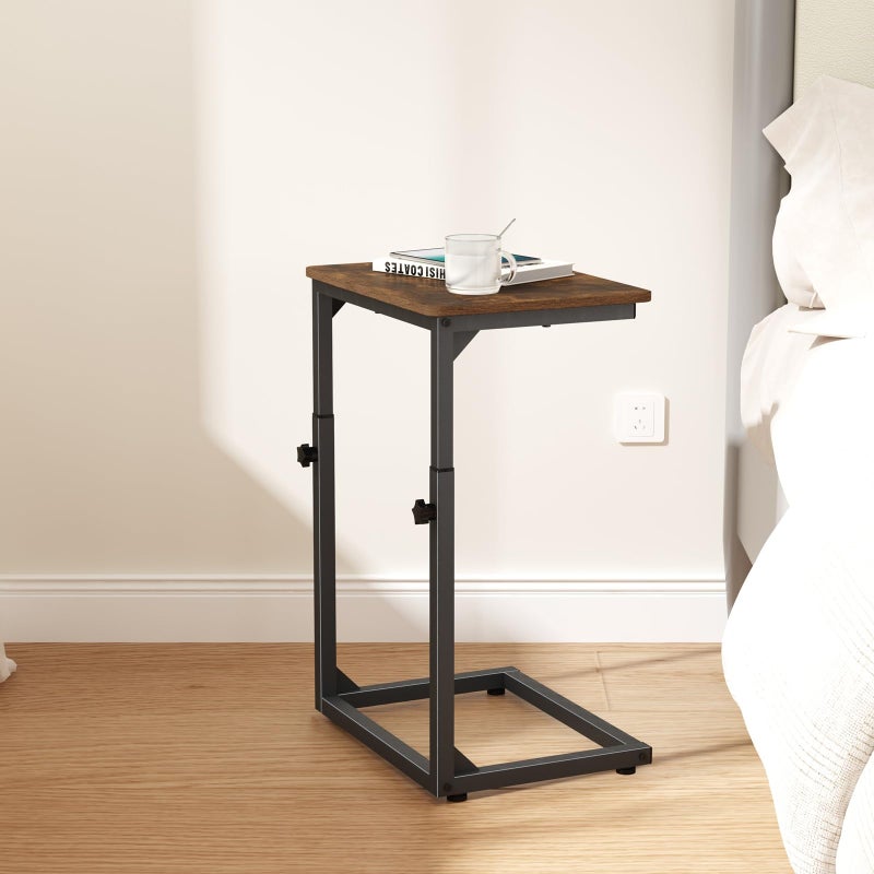 NEFROM Adjustable C-Shaped End Table, Small Side Table for Couch, Sofa TV Tray Table for Living Room, Bedroom, Bedside ET-SA-BRW1 - Image 5