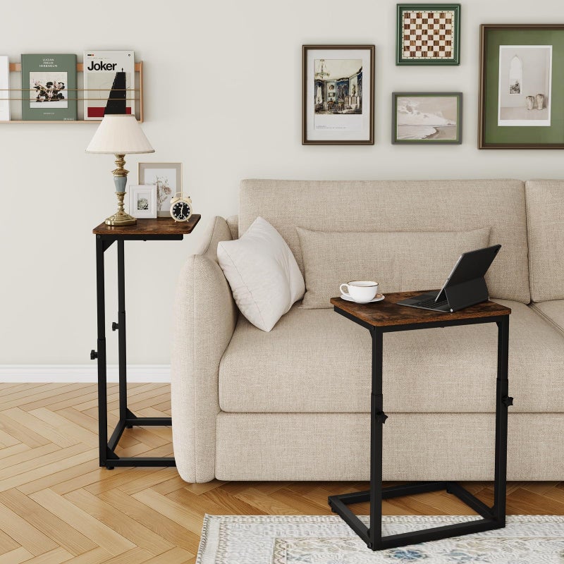 NEFROM Adjustable C-Shaped End Table, Small Side Table for Couch, Sofa TV Tray Table for Living Room, Bedroom, Bedside ET-SA-BRW1 - Image 3