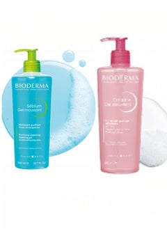 Bioderm Sebium Purifying Cleansing Foaming Gel 500ml + Sensibio Mosant Cleansing Foaming Gel 500ml  - Image 1