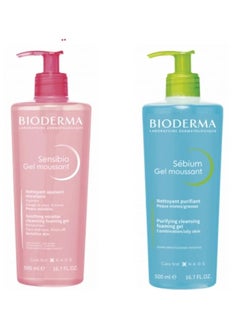 Bioderm Sebium Purifying Cleansing Foaming Gel 500ml + Sensibio Mosant Cleansing Foaming Gel 500ml  - Image 3
