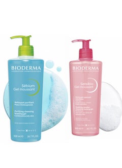 Bioderm Sebium Purifying Cleansing Foaming Gel 500ml + Sensibio Mosant Cleansing Foaming Gel 500ml  - Image 2