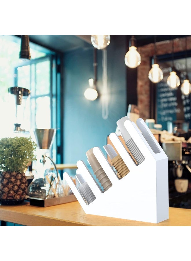 TPGP Acrylic Cup and Lid Holder, 4 Compartment, Slanted Hot or Cold Disposable Coffee Cup Organizer - Image 2