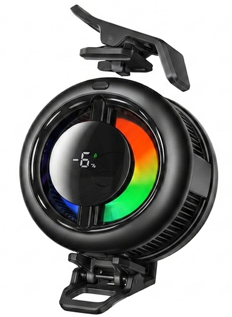 ميمو مبرد هاتف مغناطيسي CX19 مع شحن لاسلكي بقوة 15 واط – مروحة تبريد بإضاءة RGB LED، لوحة تبريد للهاتف بتقنية أشباه الموصلات، تبريد سريع قابل للتعديل، وشاشة رقمية لعرض درجة الحرارة؛ متوافق مع هواتف iPhone وAndroid والهواتف الداعمة لتقنية MagSafe. - Image 1