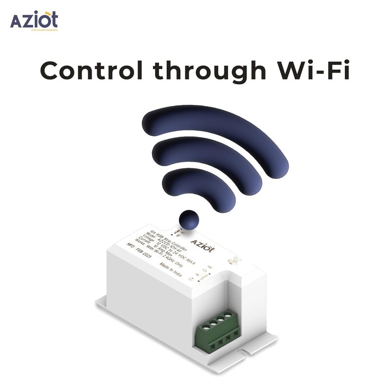 AZIOT 10A RGB Strip Light Controller, WiFi & Bluetooth Smart LED Strip Controller, 12V-24V DC, Music Sync, Scene Scheduling, App & Voice Control - Image 2