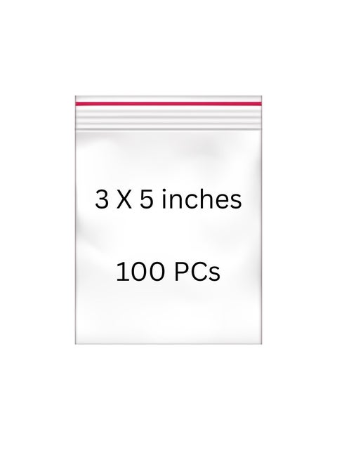 100 Pieces 3 x 5 inches or 7.5 x 12.5 cm Clear Zip Lock Bags - Resealable Plastic Zipper Bags for Samples, Candies, Nuts, and Pills